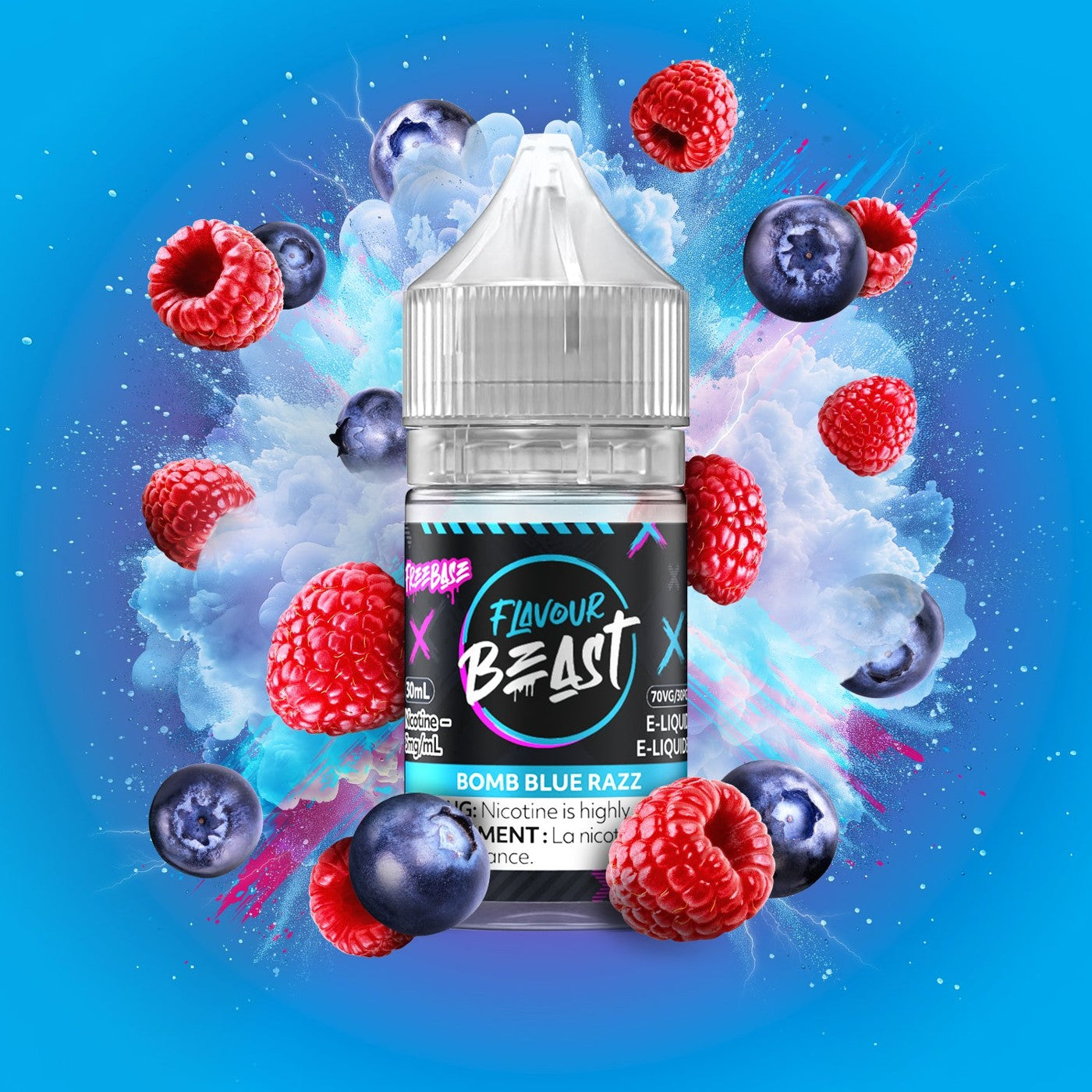BOMB BLUE RAZZ FLAVOUR BEAST 30mL salt nic e-liquid