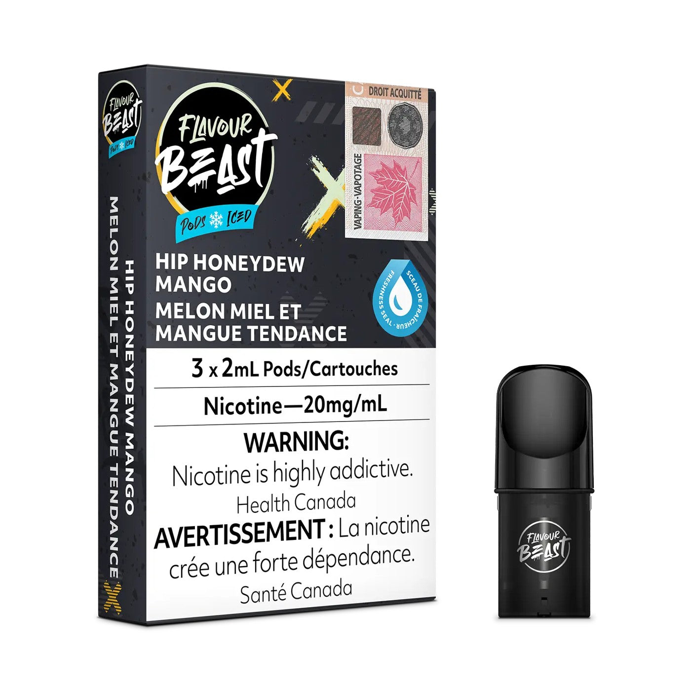 HIP HONEYDEW MANGO ICED FLAVOUR BEAST POD PACK box