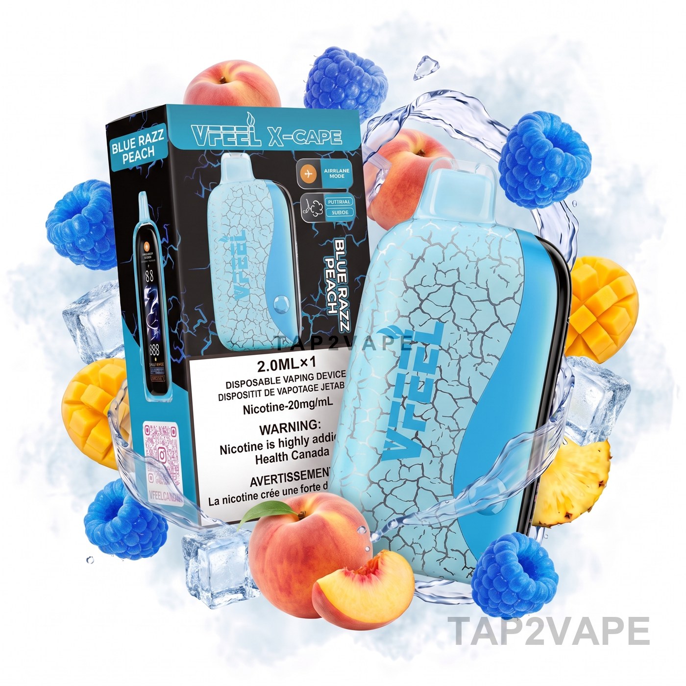 BLUE RAZZ PEACH ICE VFEEL X-CAPE
