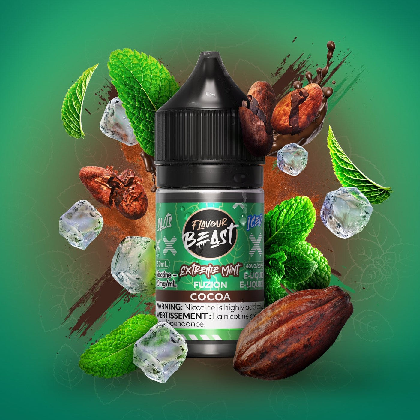 EXTREME MINT FUZION COCOA ICED FLAVOUR BEAST 30mL salt nic e-liquid