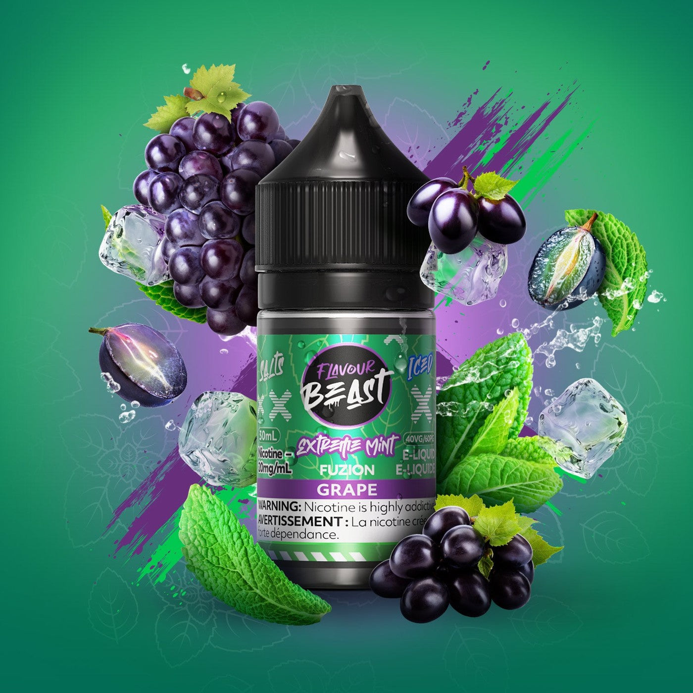 EXTREME MINT FUZION GRAPE ICED FLAVOUR BEAST 30mL salt nic e-liquid