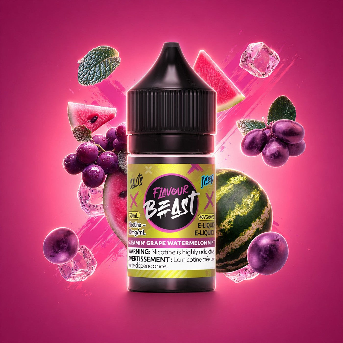 GLEAMIN' GRAPE WATERMELON MINT ICED FLAVOUR BEAST 30mL salt nic e-liquid