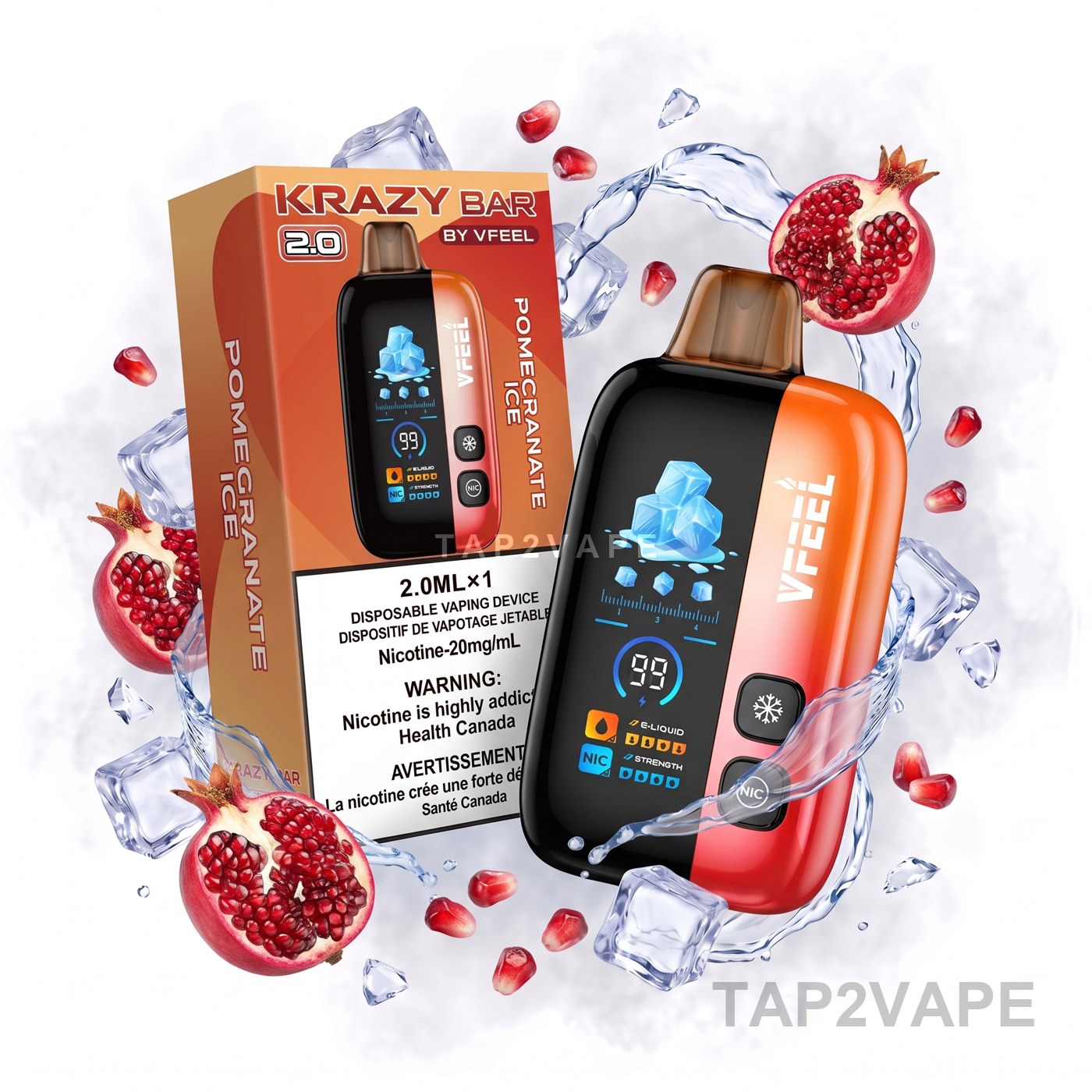 POMEGRANATE ICE VFEEL KRAZY BAR 2.0