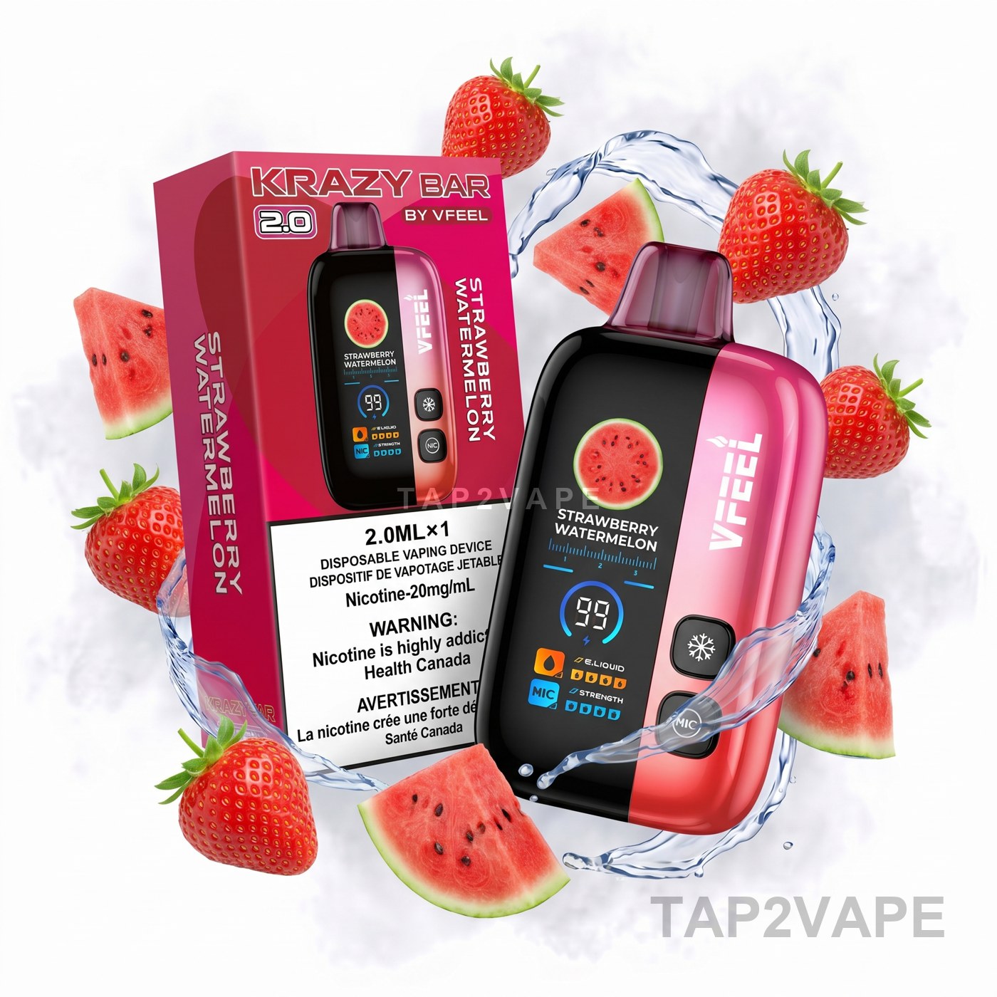 STRAWBERRY WATERMELON VFEEL KRAZY BAR 2.0